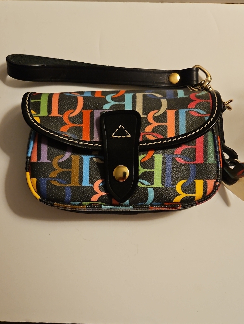 Dooney & Bourke Multicolor Logo  Wristlet Made In The USA